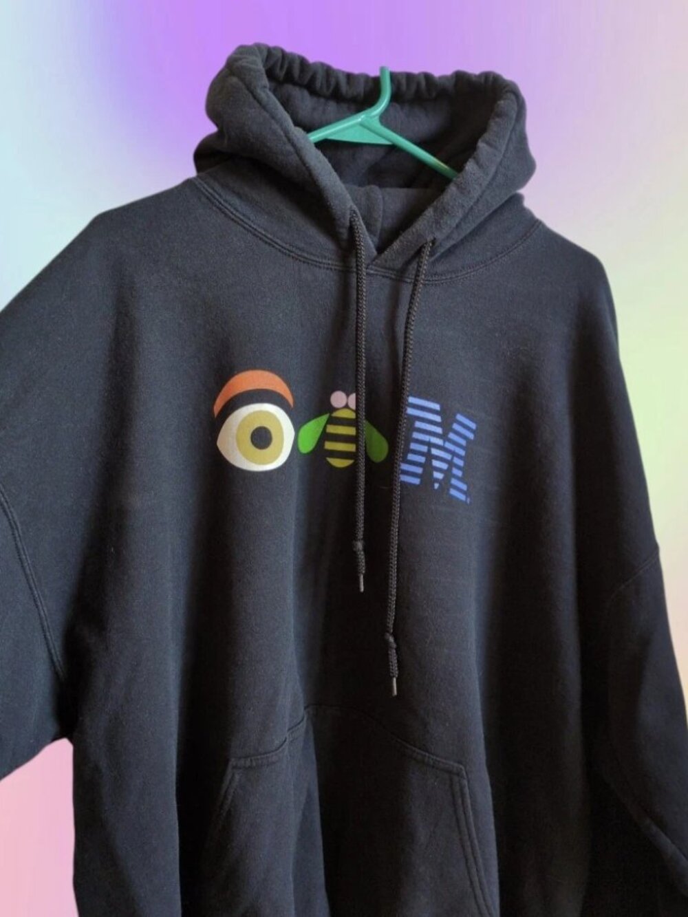 Y2K IBM Computers "Eye Bee M" Black Pullover Hoodie Mens Size 2XL Tech